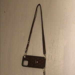 Brown Quilted Crossbody iPhone 16 pro max Case